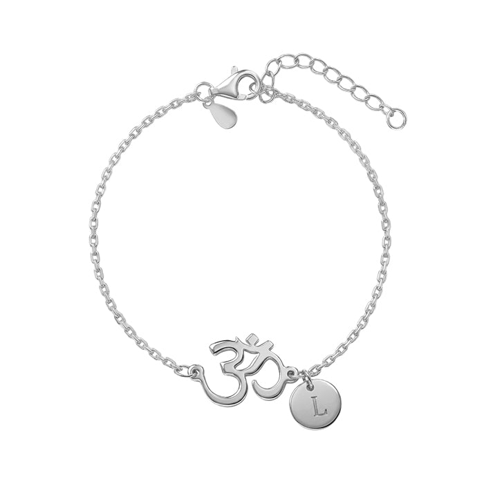 Silver Personalised Classy Om Heartbeat Bracelet