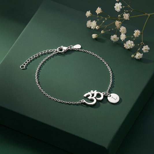 Silver Personalised Classy Om Heartbeat Bracelet