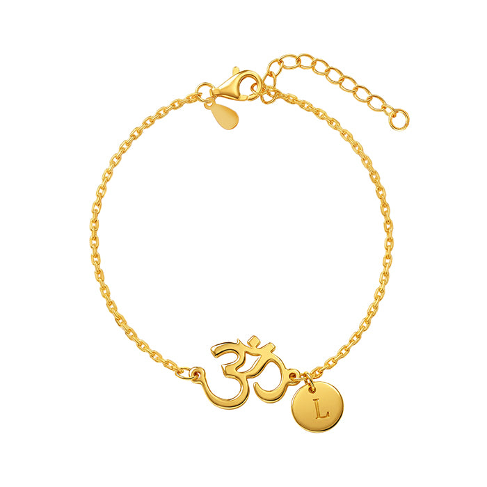 Golden Personalised Classy Om Heartbeat Bracelet