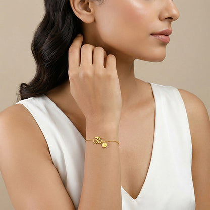 Golden Personalised Classy Om Heartbeat Bracelet