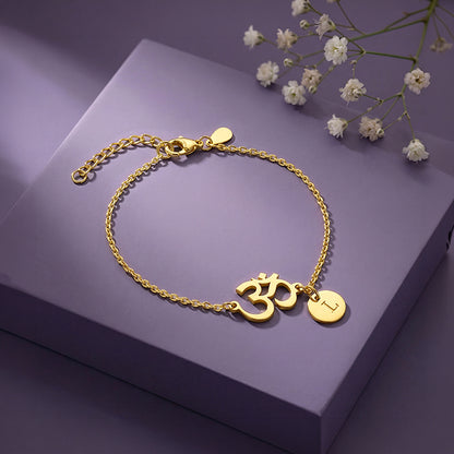 Golden Personalised Classy Om Heartbeat Bracelet