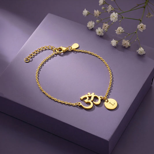 Golden Personalised Classy Om Heartbeat Bracelet