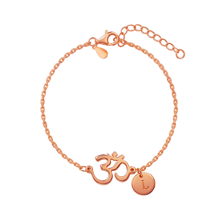 Rose Gold Personalised Classy Om Heartbeat Bracelet