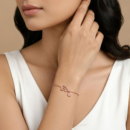 Rose Gold Personalised Classy Om Heartbeat Bracelet