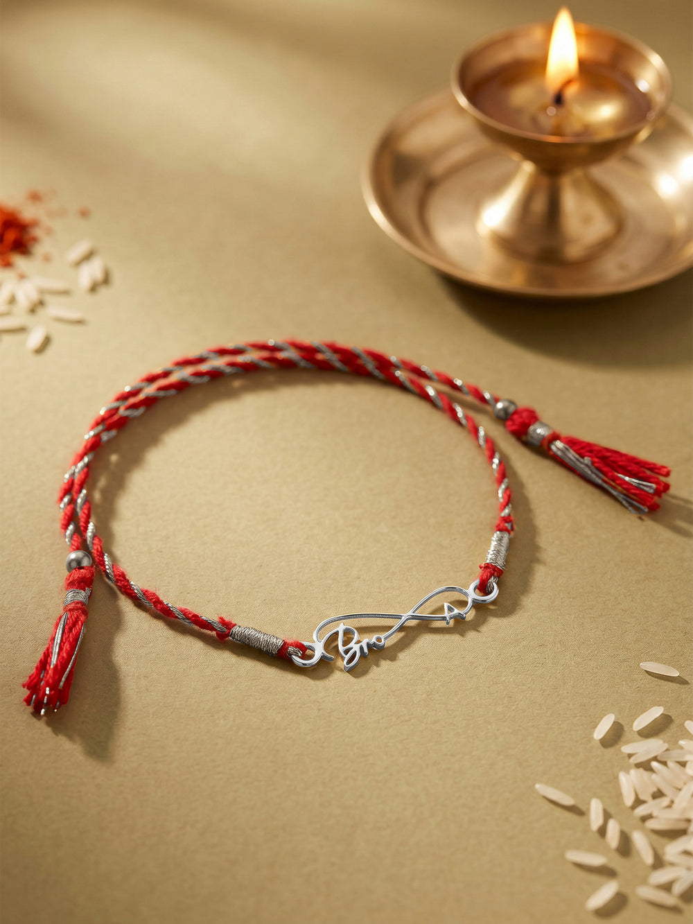 Silver Personalised Forever Bro Initial Rakhi