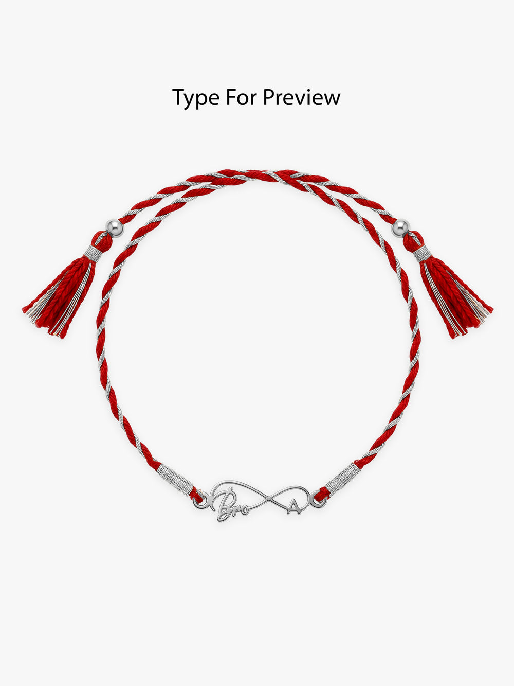 Silver Personalised Forever Bro Initial Rakhi