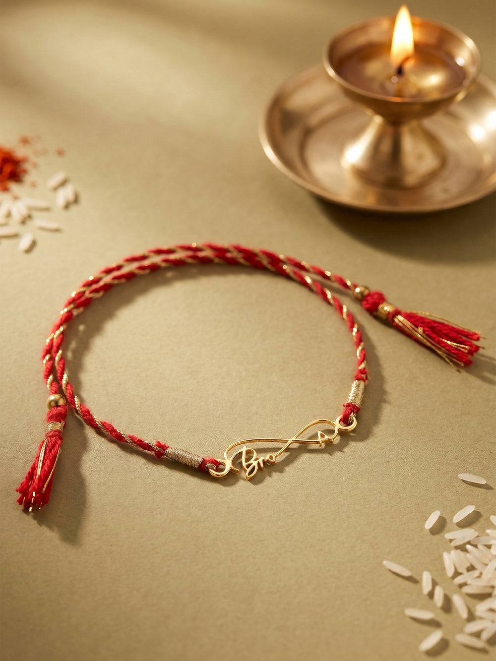Golden Personalised Forever Bro Initial Rakhi