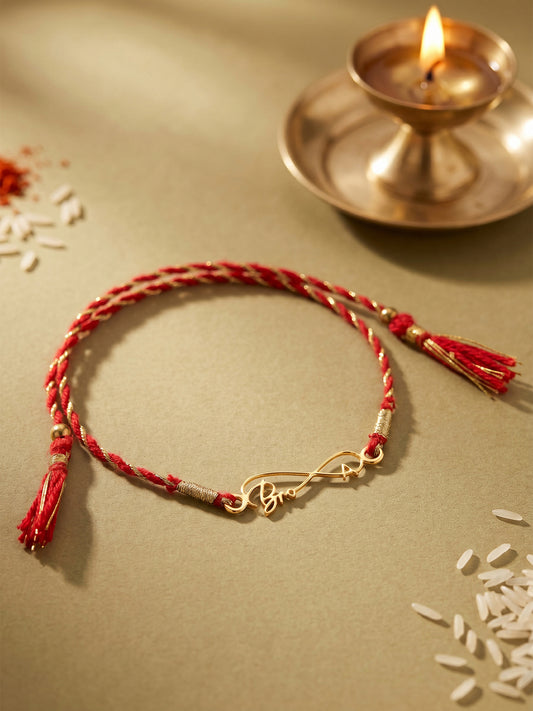 Golden Personalised Forever Bro Initial Rakhi