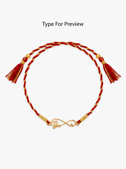 Golden Personalised Forever Bro Initial Rakhi