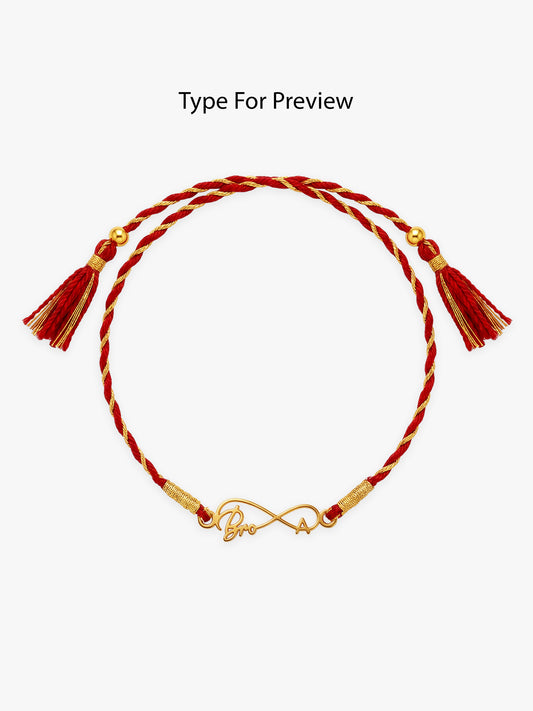 Golden Personalised Forever Bro Initial Rakhi