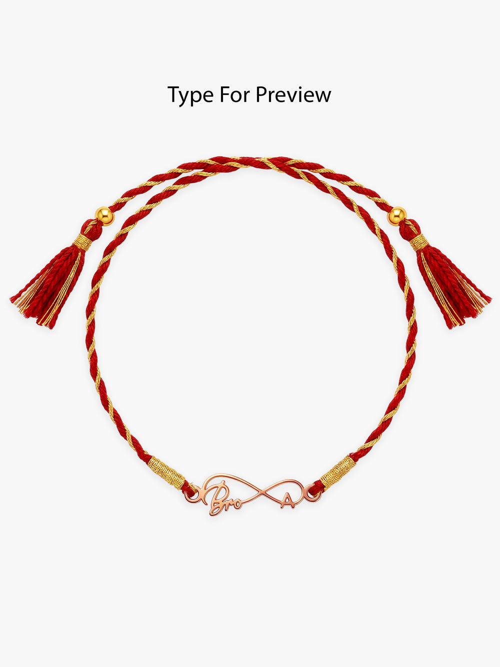 Rose Gold Personalised Forever Bro Initial Rakhi