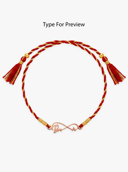 Rose Gold Personalised Forever Bro Initial Rakhi
