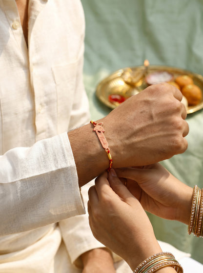 Rose Gold Personalised Sacred Ganesha Rakhi