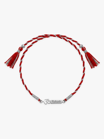 Silver Personalised Om Blessing Rakhi