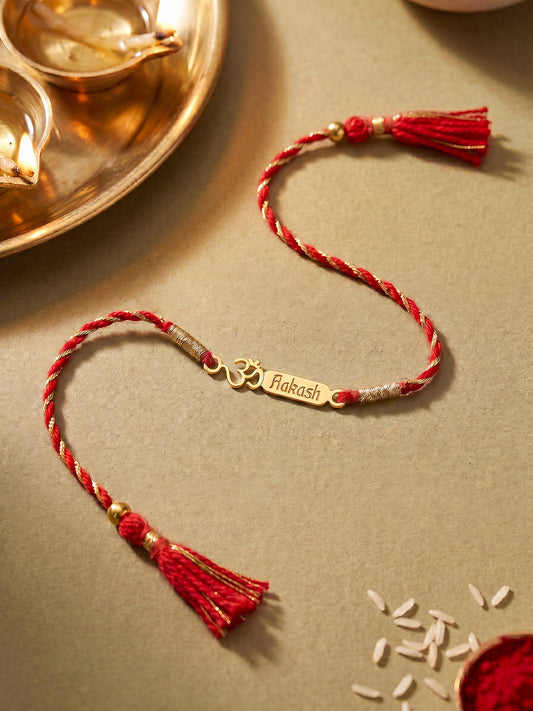 Golden Personalised Om Blessing Rakhi