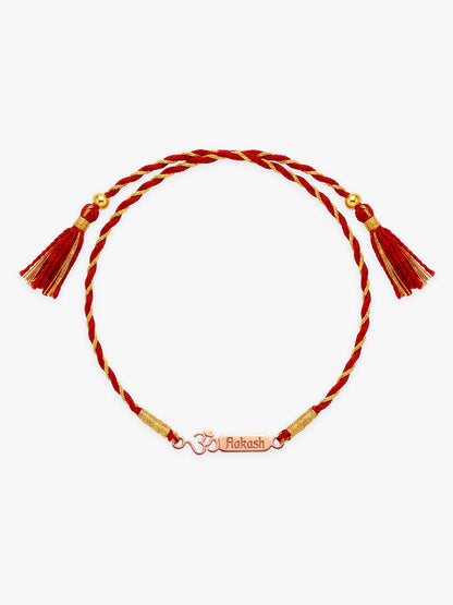 Rose Gold Personalised Om Blessing Rakhi