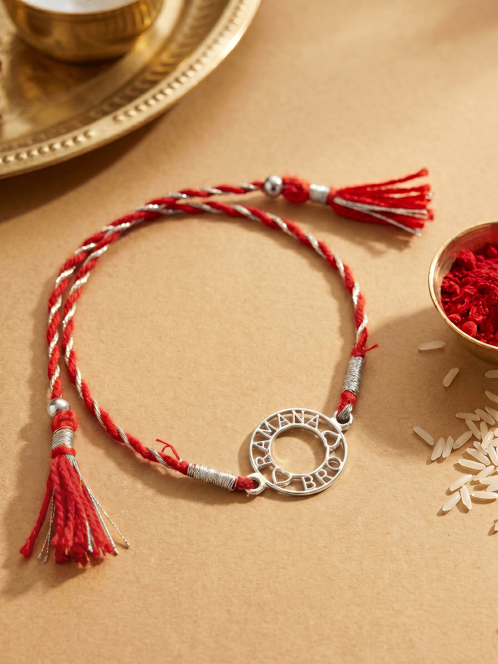 Silver Personalised Aura Circle Rakhi