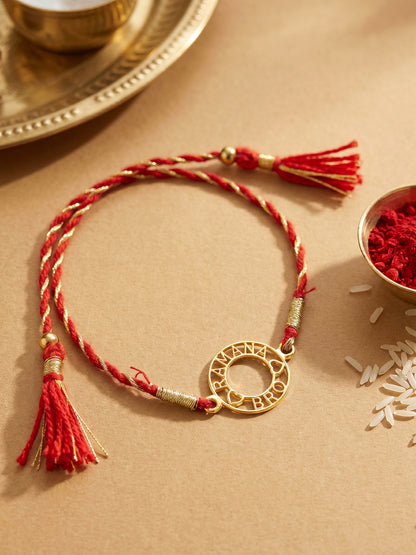 Golden Personalised Aura Circle Rakhi