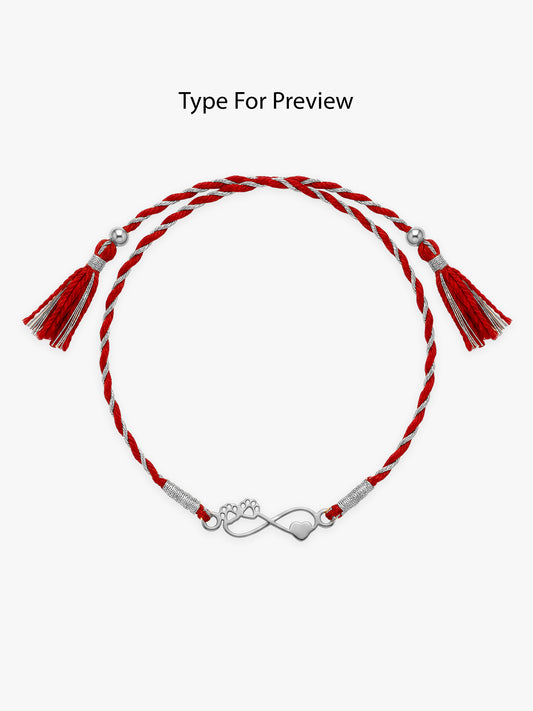 Silver Personalised Pawfect Infinity Initial Rakhi
