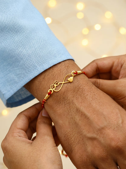 Golden Personalised Pawfect Infinity Initial Rakhi