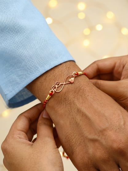 Rose Gold Personalised Pawfect Infinity Initial Rakhi