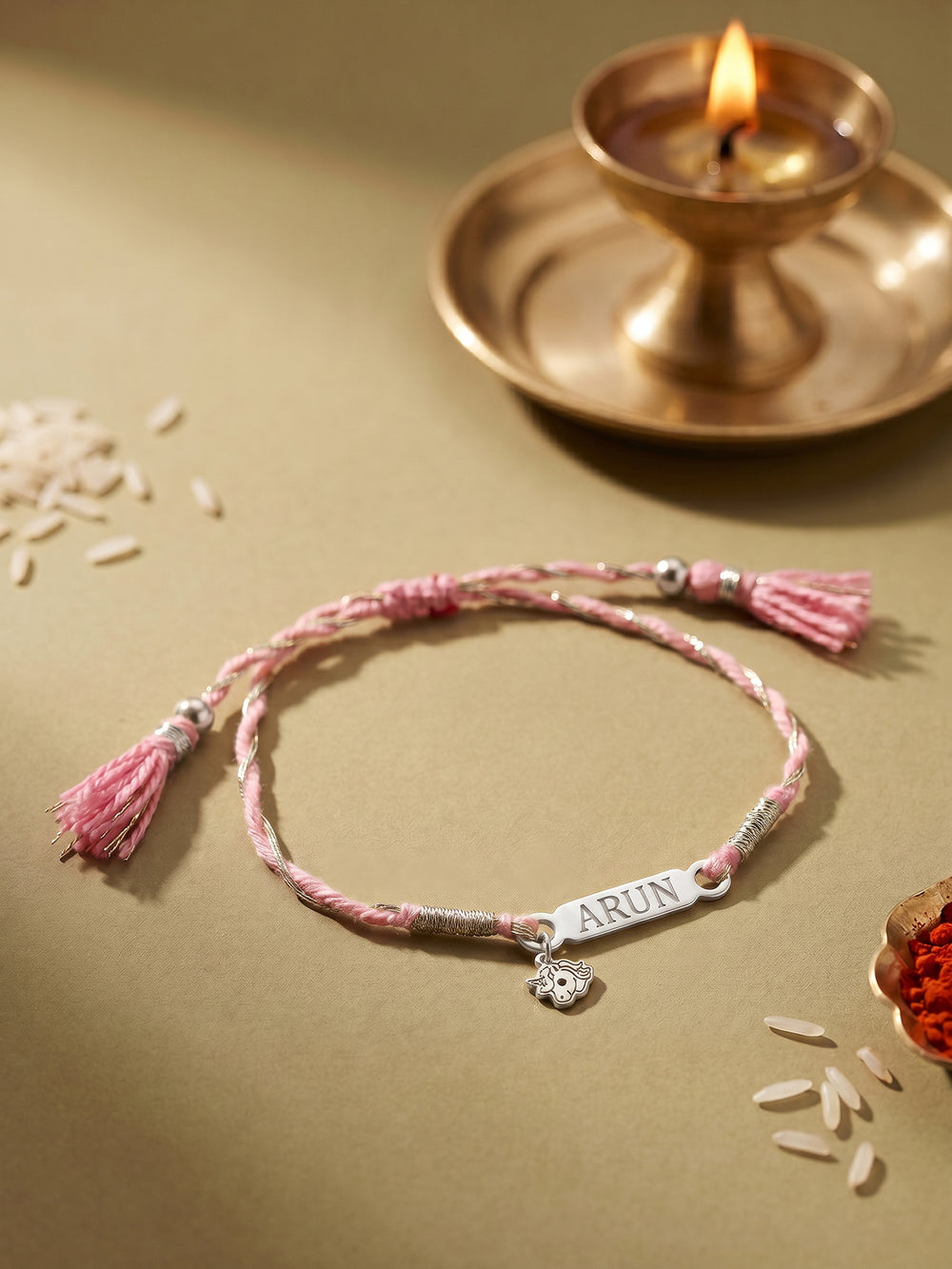 Silver Personalised Unicorn Name Kids Rakhi