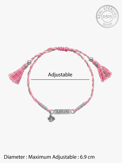 Silver Personalised Unicorn Name Kids Rakhi