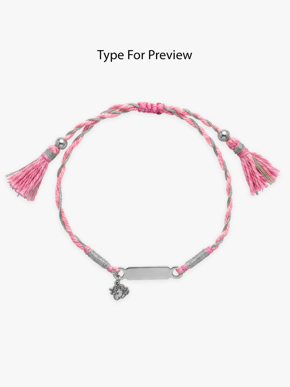 Silver Personalised Unicorn Name Kids Rakhi