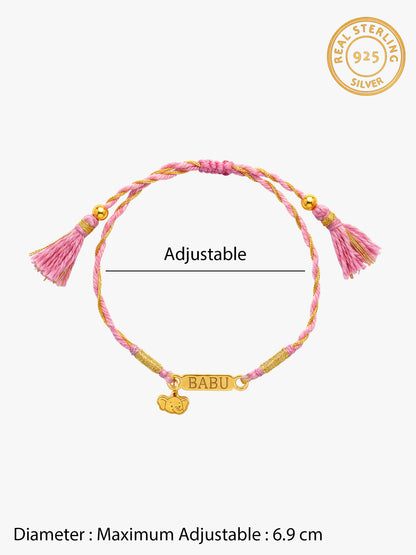 Golden Personalised Elephant Adventure Kids Rakhi