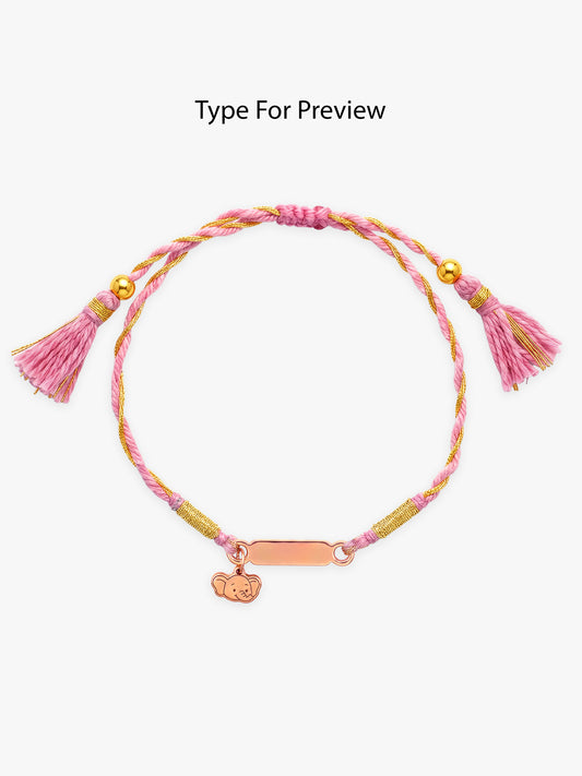 Rose Gold Personalised Elephant Adventure Kids Rakhi