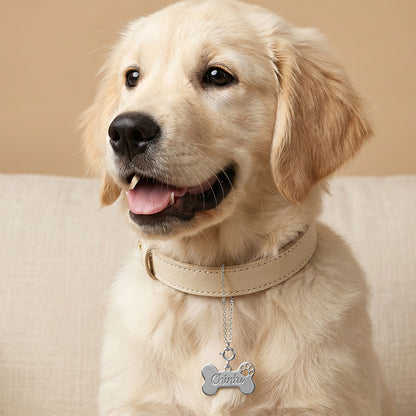 Silver Personalised Paw Print Bone Pet Charm