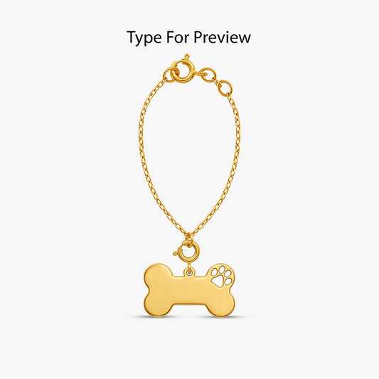 Golden Personalised Paw Print Bone Pet Charm