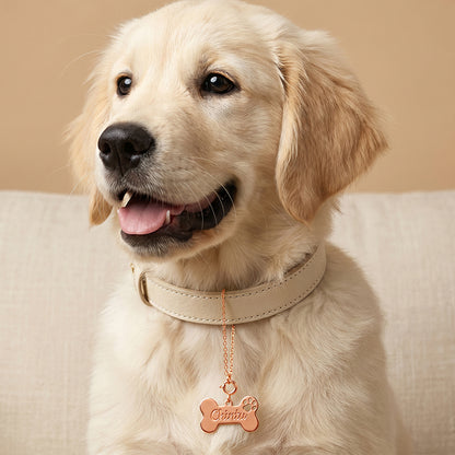 Rose Gold Personalised Paw Print Bone Pet Charm