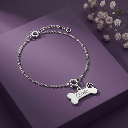Silver Personalised Fur-ever Friend Bracelet
