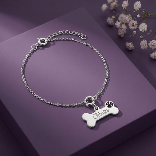 Silver Personalised Fur-ever Friend Bracelet