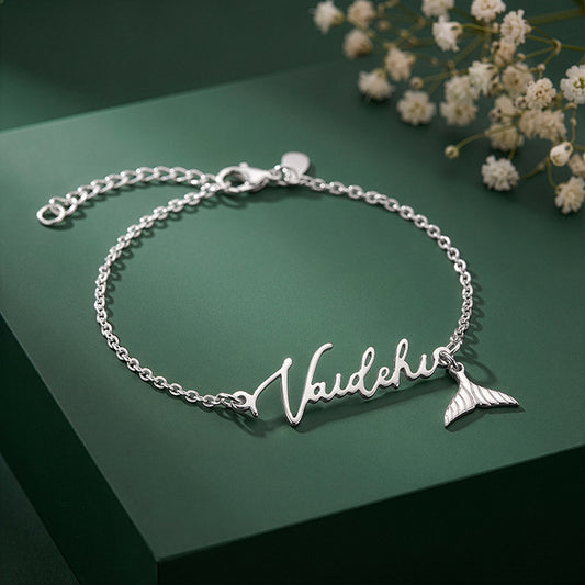Silver Personalised Cute Mermaid Tail Bracelet