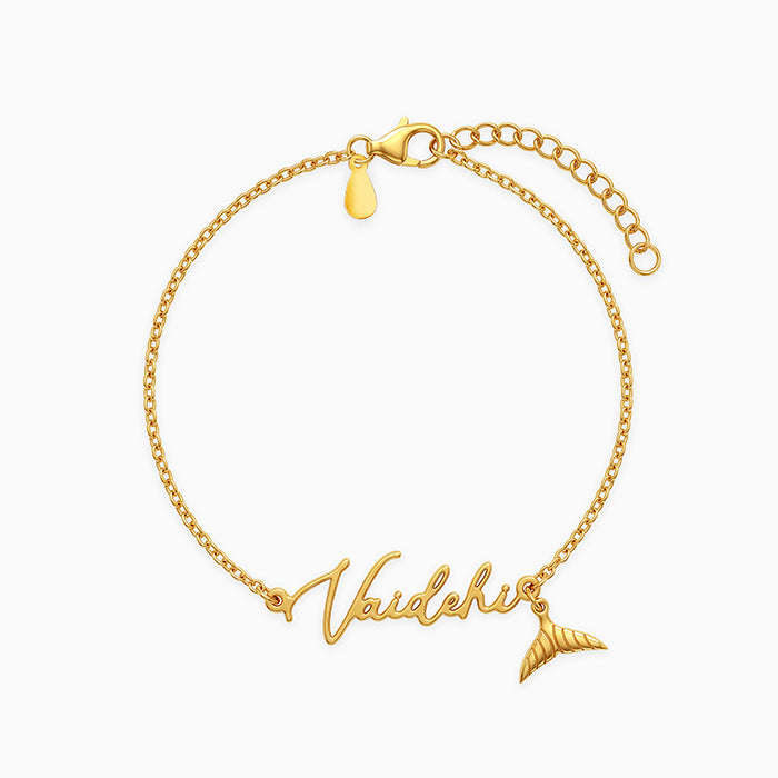 Golden Personalised Cute Mermaid Tail Bracelet