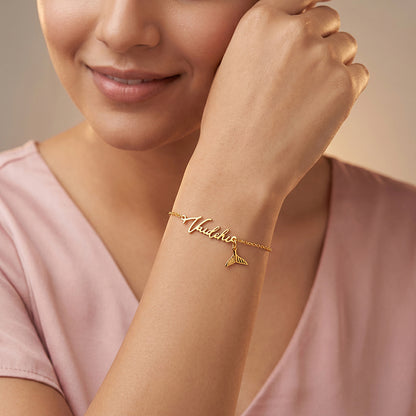 Golden Personalised Cute Mermaid Tail Bracelet