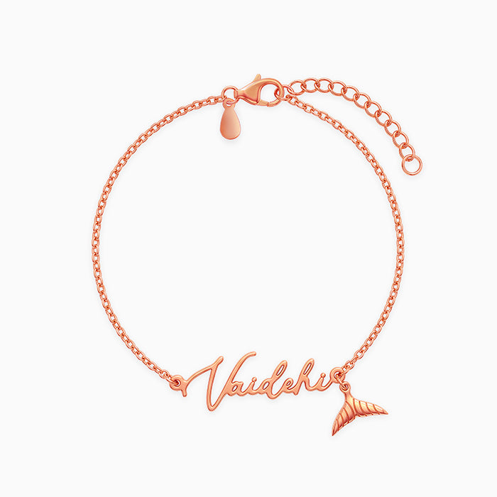 Rose Gold Personalised Cute Mermaid Tail Bracelet