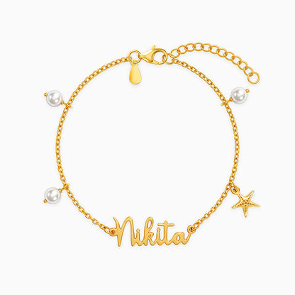 Golden Personalised Pretty Starfish Bracelet