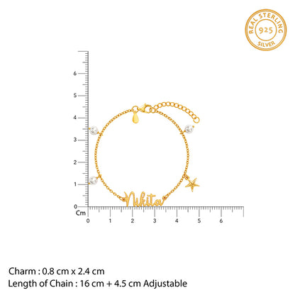 Golden Personalised Pretty Starfish Bracelet