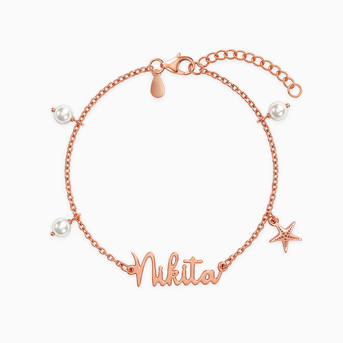 Rose Gold Personalised Pretty Starfish Bracelet