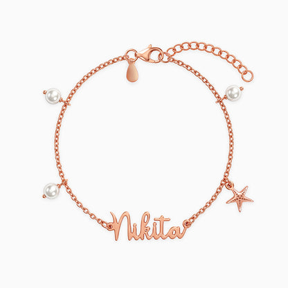 Rose Gold Personalised Pretty Starfish Bracelet