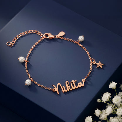Rose Gold Personalised Pretty Starfish Bracelet