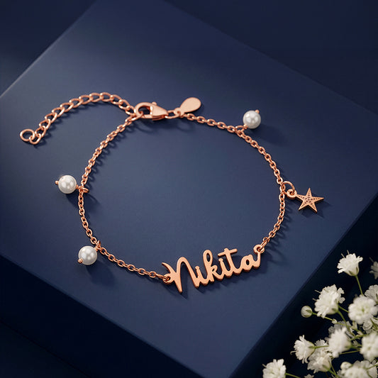 Rose Gold Personalised Pretty Starfish Bracelet