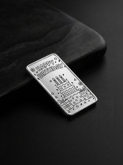 Silver Personalised Happy Birthday Bar - 10g