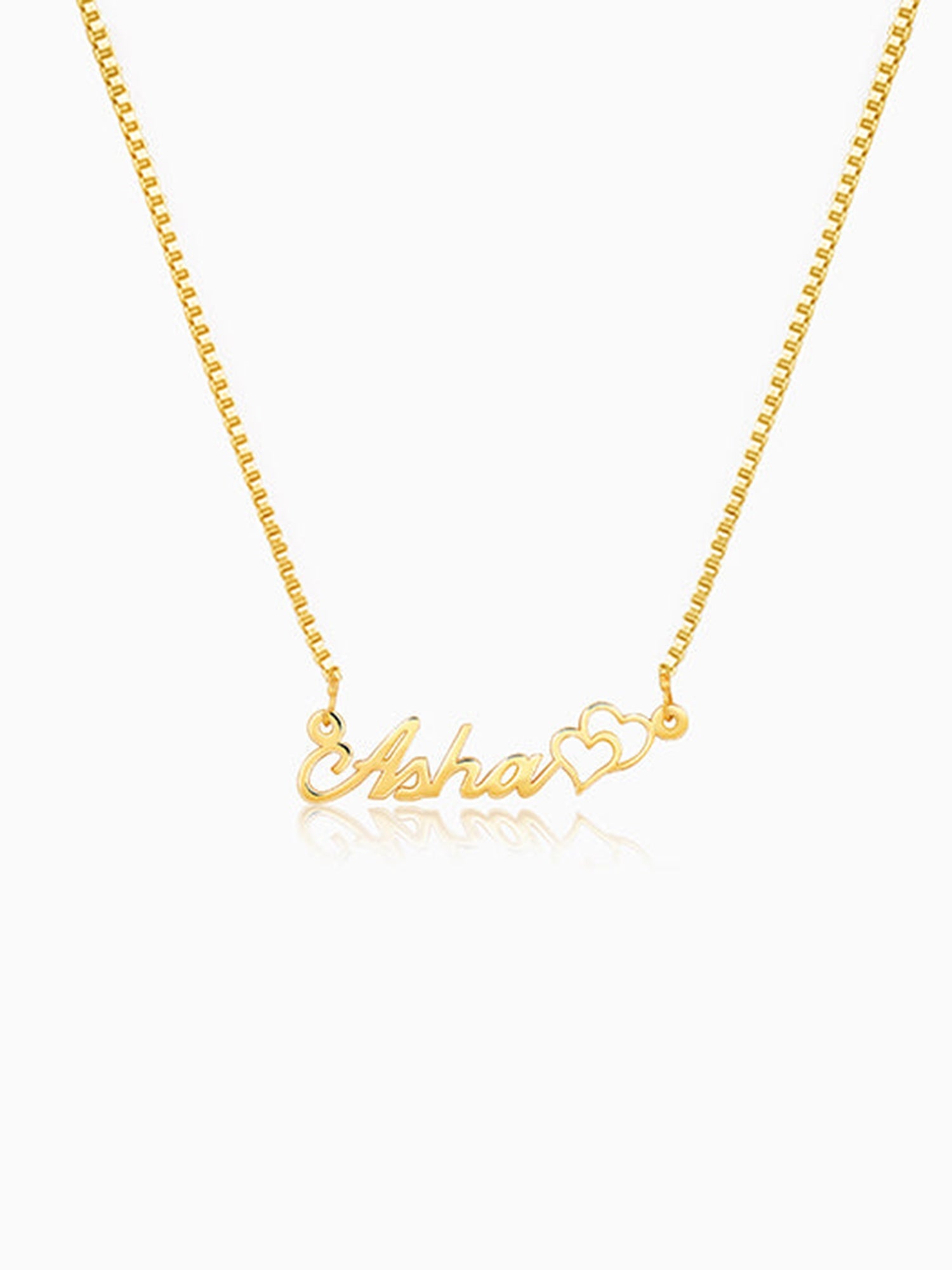 Golden Personalised Dual Heart Necklace