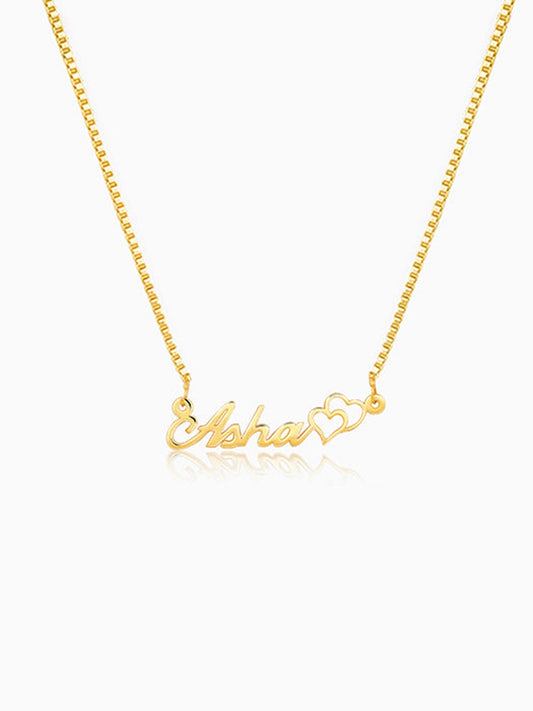 Golden Personalised Dual Heart Necklace