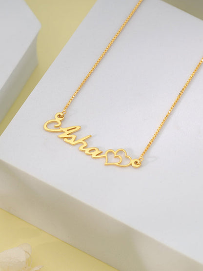 Golden Personalised Dual Heart Necklace