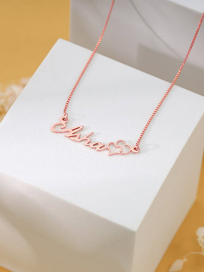 Rose Gold Personalised Dual Heart Necklace